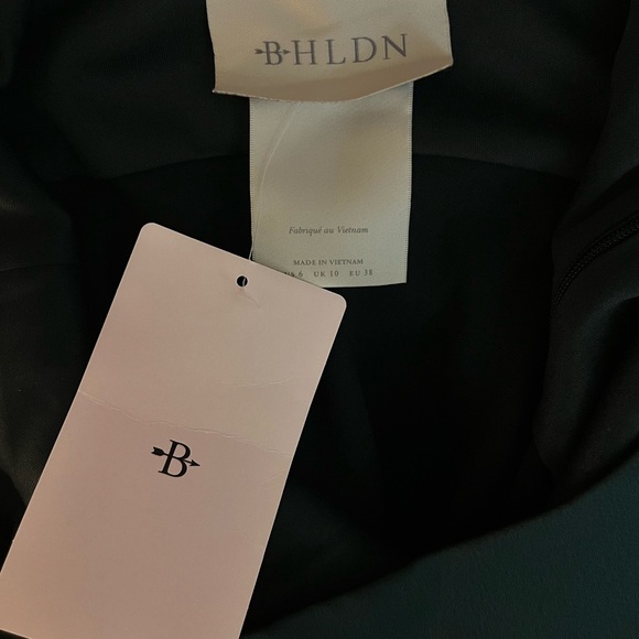 BHLDN Forest Green Satin Midi Dress - Picture 3 of 4